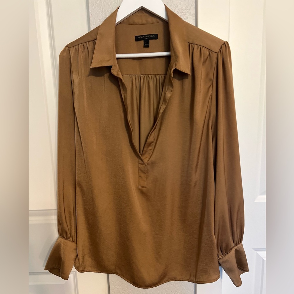 Deep V neck satin blouse